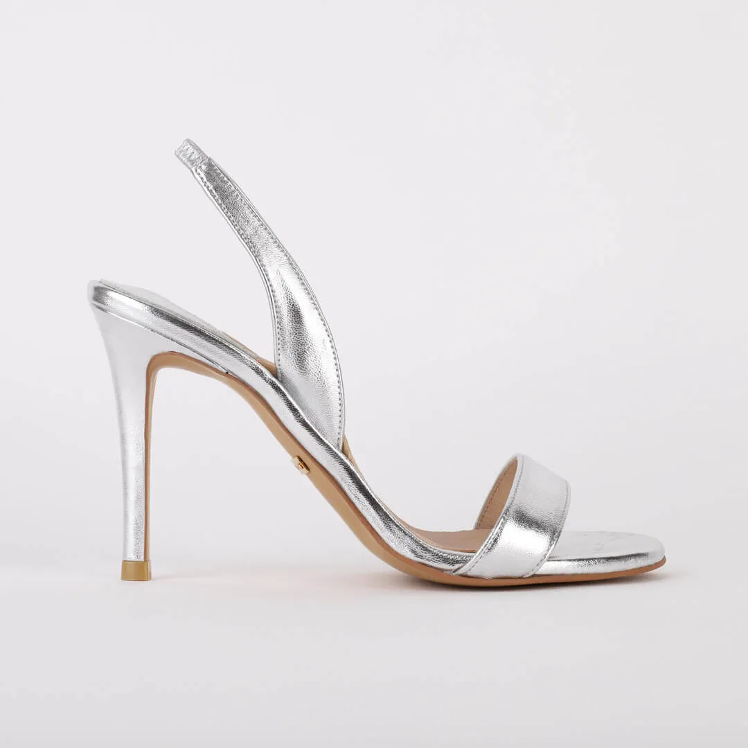 *UK size 2 - MADRID METALLIC- silver, 9cm heels